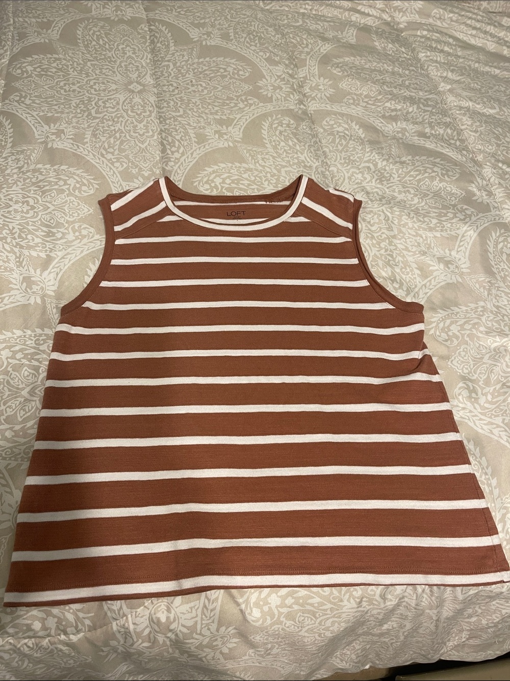 LOFT Girls' Rust-Striped Sleeveless Knit Tank
